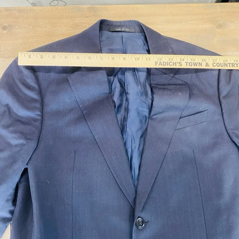 Armani Collezioni Men’s Navy Blue Suit Jacket Size 40 Italy Blazer Wool/Linen